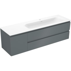 MEXEN/S - Orio koupelnová skříňka 160 cm s umyvadlem Vela pravá, 2S, 1D, grafit mat/bílá mat (91A13-16047-3-BBFFF66-W23P01)