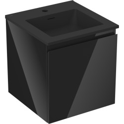 MEXEN/S - Orio koupelnová skříňka 45 cm s umyvadlem Otis, 1 šuplík, černá lesk/černá mat (91A10-04547-1-BF70-W18M71)