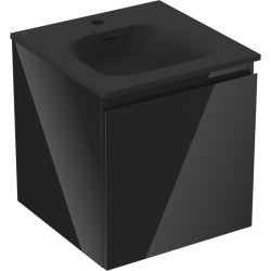 MEXEN/S - Orio koupelnová skříňka 45 cm s umyvadlem Vela, 1 šuplík, černá lesk/černá mat (91A10-04547-1-BF70-W23M71)