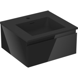 MEXEN/S - Orio koupelnová skříňka 50 cm s umyvadlem Otis, 1 šuplík, černá lesk/černá mat (91A10-05023-1-BF70-W18M71)