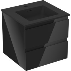 MEXEN/S - Orio koupelnová skříňka 50 cm s umyvadlem Otis, 2 zásuvky, černá lesk/černá mat (91A10-05047-2-BFF70-W18M71)