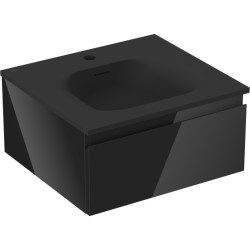 MEXEN/S - Orio koupelnová skříňka 50 cm s umyvadlem Vela, 1 šuplík, černá lesk/černá mat (91A10-05023-1-BF70-W23M71)