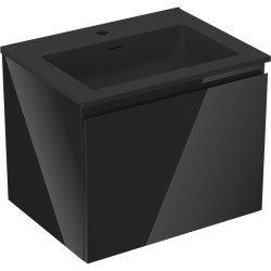 MEXEN/S - Orio koupelnová skříňka 60 cm s umyvadlem Otis, 1 šuplík, černá lesk/černá mat (91A10-06047-1-BF70-W18M71)