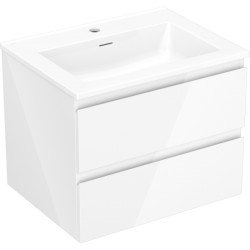 MEXEN/S - Orio koupelnová skříňka 60 cm s umyvadlem Otis, 2 zásuvky, bílá lesk (91A10-06047-2-BFF00-W18M00)