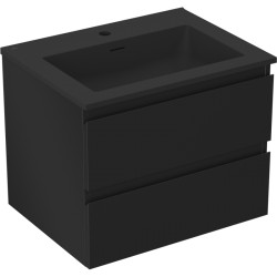 MEXEN/S - Orio koupelnová skříňka 60 cm s umyvadlem Otis, 2 zásuvky, černá mat (91A10-06047-2-BFF71-W18M71)