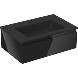 MEXEN/S - Orio koupelnová skříňka 70 cm s umyvadlem Otis, 1 šuplík, černá lesk/černá mat (91A10-07023-1-BF70-W18M71)