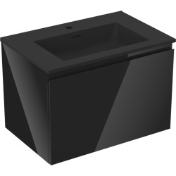 MEXEN/S - Orio koupelnová skříňka 70 cm s umyvadlem Otis, 1 šuplík, černá lesk/černá mat (91A10-07047-1-BF70-W18M71)