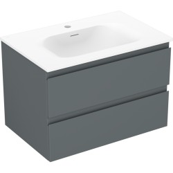 MEXEN/S - Orio koupelnová skříňka 70 cm s umyvadlem Vela, 2 zásuvky, grafit mat/bílá mat (91A10-07047-2-BFF66-W23M01)