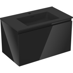 MEXEN/S - Orio koupelnová skříňka 80 cm s umyvadlem Otis, 1 šuplík, černá lesk/černá mat (91A10-08047-1-BF70-W18M71)
