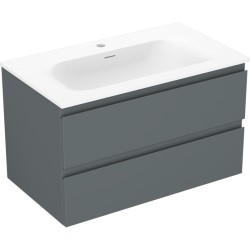 MEXEN/S - Orio koupelnová skříňka 80 cm s umyvadlem Vela, 2 zásuvky, grafit mat/bílá mat (91A10-08047-2-BFF66-W23M01)