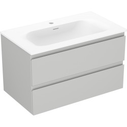 MEXEN/S - Orio koupelnová skříňka 80 cm s umyvadlem Vela, 2 zásuvky, šedá mat/bílá mat (91A10-08047-2-BFF62-W23M01)