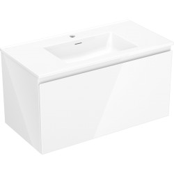 MEXEN/S - Orio koupelnová skříňka 90 cm s umyvadlem Otis, 1 šuplík, bílá lesk (91A10-09047-1-BF00-W18M00)
