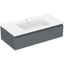 MEXEN/S - Orio koupelnová skříňka 90 cm s umyvadlem Otis, 1 šuplík, grafit mat/bílá mat (91A10-09023-1-BF66-W18M01)