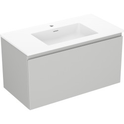 MEXEN/S - Orio koupelnová skříňka 90 cm s umyvadlem Otis, 1 šuplík, šedá mat/bílá mat (91A10-09047-1-BF62-W18M01)