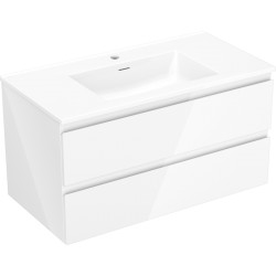 MEXEN/S - Orio koupelnová skříňka 90 cm s umyvadlem Otis, 2 zásuvky, bílá lesk (91A10-09047-2-BFF00-W18M00)