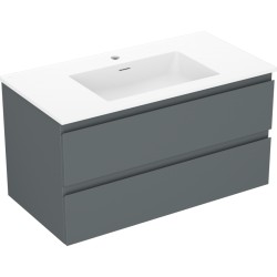 MEXEN/S - Orio koupelnová skříňka 90 cm s umyvadlem Otis, 2 zásuvky, grafit mat/bílá mat (91A10-09047-2-BFF66-W18M01)