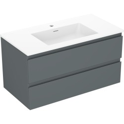 MEXEN/S - Orio koupelnová skříňka 90 cm s umyvadlem Otis, 2 zásuvky, grafit mat/bílá mat (91A10-09047-2-BFF66-W18M01)