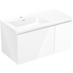 MEXEN/S - Orio koupelnová skříňka 90 cm s umyvadlem Otis levá, 1S, 1D, bílá lesk (91A13-09047-3-BBFF00-W18L00)