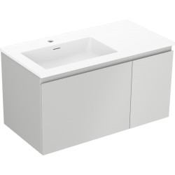 MEXEN/S - Orio koupelnová skříňka 90 cm s umyvadlem Otis levá, 1S, 1D, šedá mat/bílá mat (91A13-09047-3-BBFF62-W18L01)