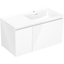 MEXEN/S - Orio koupelnová skříňka 90 cm s umyvadlem Otis pravá, 1S, 1D, bílá lesk (91A13-09047-3-BBFF00-W18P00)