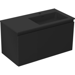 MEXEN/S - Orio koupelnová skříňka 90 cm s umyvadlem Otis pravá, 1S, 1D, černá mat (91A13-09047-3-BBFF71-W18P71)