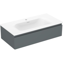 MEXEN/S - Orio koupelnová skříňka 90 cm s umyvadlem Vela, 1 šuplík, grafit mat/bílá mat (91A10-09023-1-BF66-W23M01)
