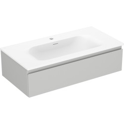 MEXEN/S - Orio koupelnová skříňka 90 cm s umyvadlem Vela, 1 šuplík, šedá mat/bílá mat (91A10-09023-1-BF62-W23M01)