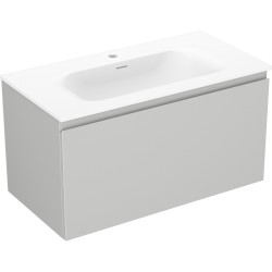 MEXEN/S - Orio koupelnová skříňka 90 cm s umyvadlem Vela, 1 šuplík, šedá mat/bílá mat (91A10-09047-1-BF62-W23M01)