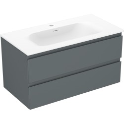 MEXEN/S - Orio koupelnová skříňka 90 cm s umyvadlem Vela, 2 zásuvky, grafit mat/bílá mat (91A10-09047-2-BFF66-W23M01)