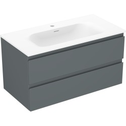 MEXEN/S - Orio koupelnová skříňka 90 cm s umyvadlem Vela, 2 zásuvky, grafit mat/bílá mat (91A10-09047-2-BFF66-W23M01)