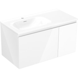MEXEN/S - Orio koupelnová skříňka 90 cm s umyvadlem Vela levá, 1S, 1D, bílá lesk (91A13-09047-3-BBFF00-W23L00)