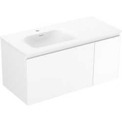 MEXEN/S - Orio koupelnová skříňka 90 cm s umyvadlem Vela levá, 1S, 1D, bílá mat (91A13-09047-3-BBFF01-W23L01)