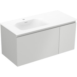 MEXEN/S - Orio koupelnová skříňka 90 cm s umyvadlem Vela levá, 1S, 1D, šedá mat/bílá mat (91A13-09047-3-BBFF62-W23L01)