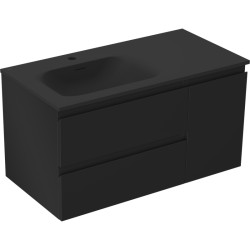 MEXEN/S - Orio koupelnová skříňka 90 cm s umyvadlem Vela levá, 2S, 1D, černá mat (91A13-09047-3-BBFFF71-W23L71)