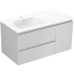 MEXEN/S - Orio koupelnová skříňka 90 cm s umyvadlem Vela levá, 2S, 1D, šedá mat/bílá mat (91A13-09047-3-BBFFF62-W23L01)