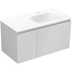 MEXEN/S - Orio koupelnová skříňka 90 cm s umyvadlem Vela pravá, 1S, 1D, šedá mat/bílá mat (91A13-09047-3-BBFF62-W23P01)