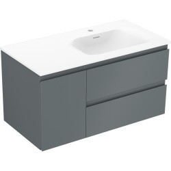 MEXEN/S - Orio koupelnová skříňka 90 cm s umyvadlem Vela pravá, 2S, 1D, grafit mat/bílá mat (91A13-09047-3-BBFFF66-W23P01)