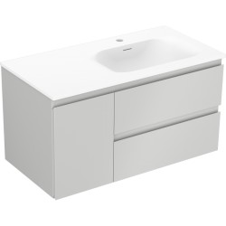 MEXEN/S - Orio koupelnová skříňka 90 cm s umyvadlem Vela pravá, 2S, 1D, šedá mat/bílá mat (91A13-09047-3-BBFFF62-W23P01)