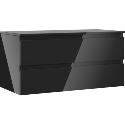 MEXEN/S - Orio koupelnová skříňka pod umyvadlo 100 cm s deskou, 2 zásuvky, černá lesk (91A10-10047-2-BFFC70)