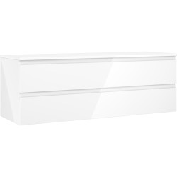 MEXEN/S - Orio koupelnová skříňka pod umyvadlo 140 cm s deskou, 2 zásuvky, bílá lesk (91A10-14047-2-BFFC00)