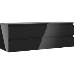 MEXEN/S - Orio koupelnová skříňka pod umyvadlo 140 cm s deskou, 2 zásuvky, černá lesk (91A10-14047-2-BFFC70)