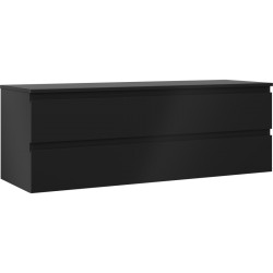 MEXEN/S - Orio koupelnová skříňka pod umyvadlo 140 cm s deskou, 2 zásuvky, černá mat (91A10-14047-2-BFFC71)