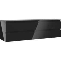 MEXEN/S - Orio koupelnová skříňka pod umyvadlo 160 cm s deskou, 2 zásuvky, černá lesk (91A10-16047-2-BFFC70)