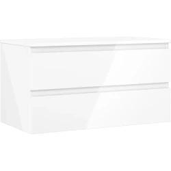 MEXEN/S - Orio koupelnová skříňka pod umyvadlo 90 cm s deskou, 2 zásuvky, bílá lesk (91A10-09047-2-BFFC00)