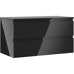 MEXEN/S - Orio koupelnová skříňka pod umyvadlo 90 cm s deskou, 2 zásuvky, černá lesk (91A10-09047-2-BFFC70)