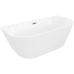 MEXEN/S - Oris volně stojící vana nástěnná reliéf 150 x 75, bílá, sifon a přepad grafit kartáčovaná (52871507500-66)