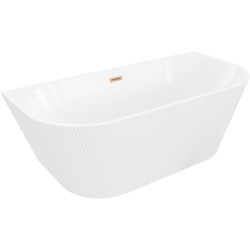 MEXEN/S - Oris volně stojící vana nástěnná reliéf 150 x 75, bílá, sifon a přepad měď kartáčovaná (52871507500-65)