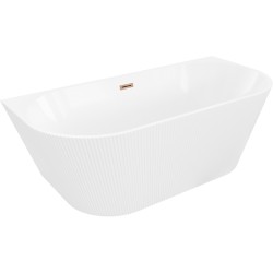 MEXEN/S - Oris volně stojící vana nástěnná reliéf 150 x 75, bílá, sifon a přepad růžové zlato (52871507500-60)