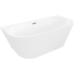 MEXEN/S - Oris volně stojící vana nástěnná reliéf 150 x 75, bílá, sifon a přepad złot (52871507500-50)