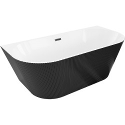 MEXEN/S - Oris volně stojící vana nástěnná reliéf 170 x 80, bílá/černá, sifon a přepad černá (52871708075-70)